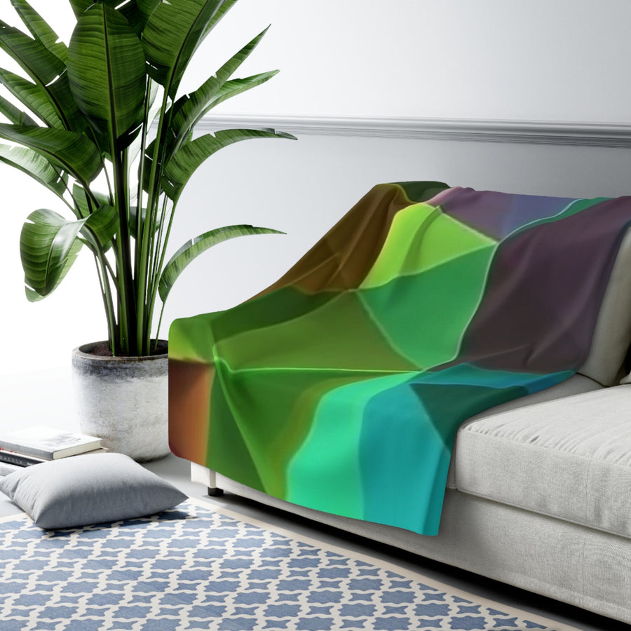 Sherpa Fleece Blanket-Rainbow Geo-