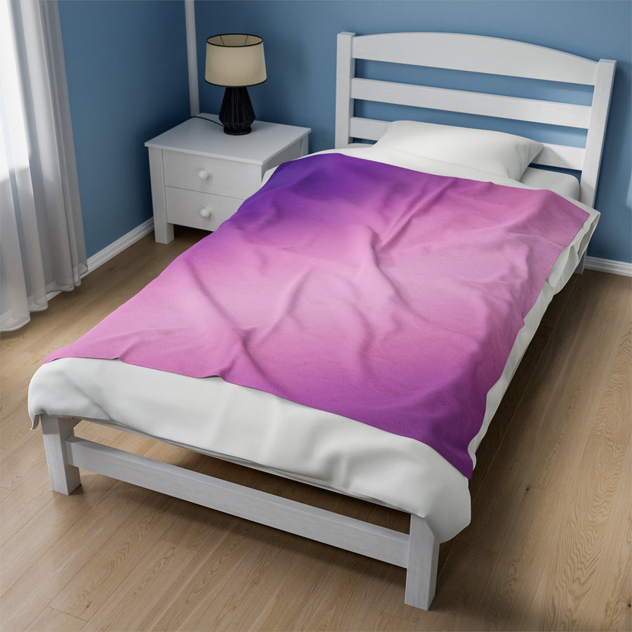 Velveteen Plush Blanket-Ombre Purple