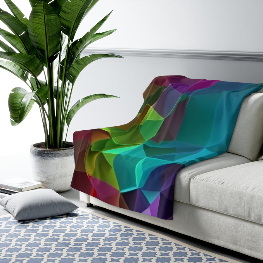 Sherpa Fleece Blanket-Rainbow Geo-
