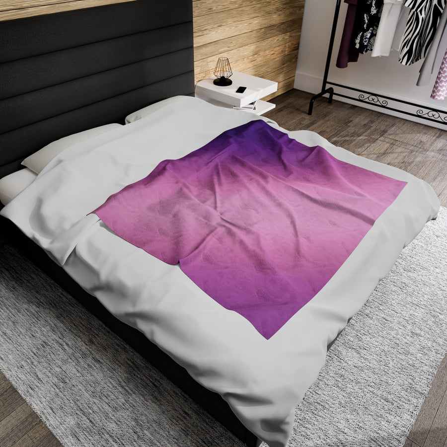 Velveteen Plush Blanket-Ombre Purple
