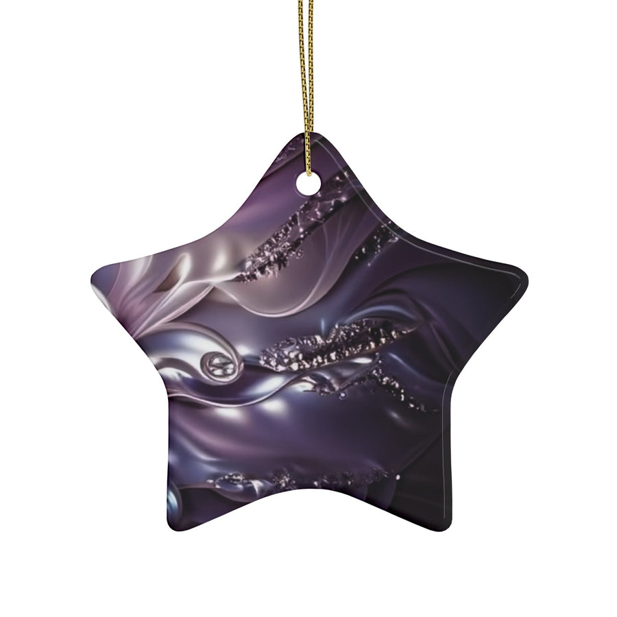 Ceramic Ornaments (1pcs, 5pcs, 10pcs,)- Purple and Silver Abstract Ornament