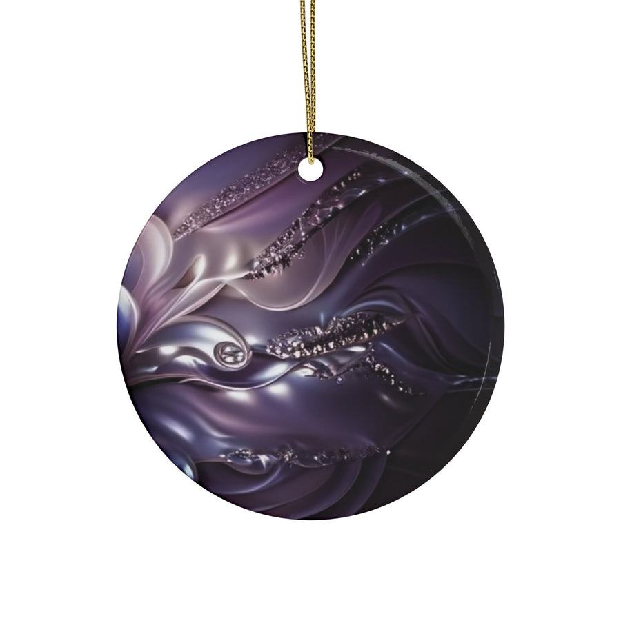 Ceramic Ornaments (1pcs, 5pcs, 10pcs,)- Purple and Silver Abstract Ornament