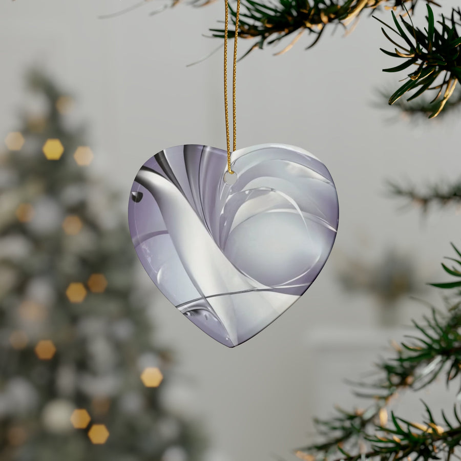Ceramic Ornaments (1pcs, 5pcs, 10pcs, 20pcs)-Lilac, White, and Silver Abstract Elegant Ornament