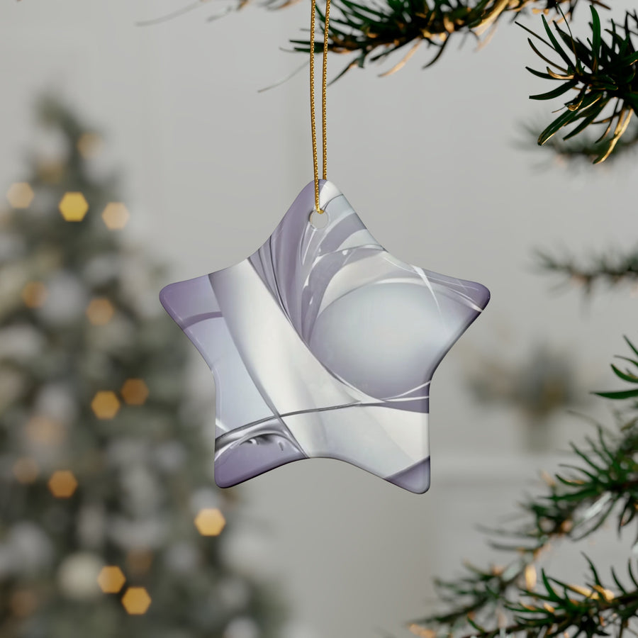 Ceramic Ornaments (1pcs, 5pcs, 10pcs, 20pcs)-Lilac, White, and Silver Abstract Elegant Ornament