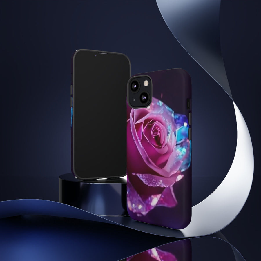 Tough Phone Cases- multi-color blue purple rose.