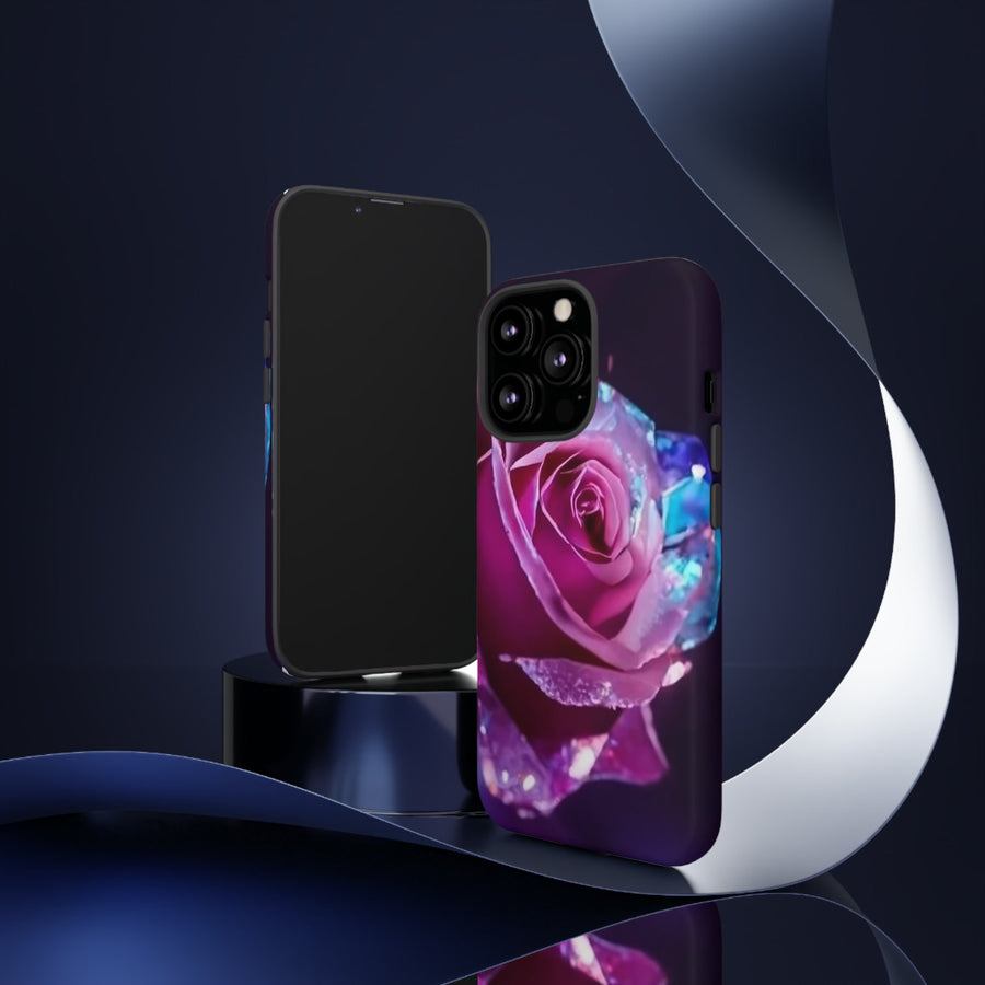 Tough Phone Cases- multi-color blue purple rose.