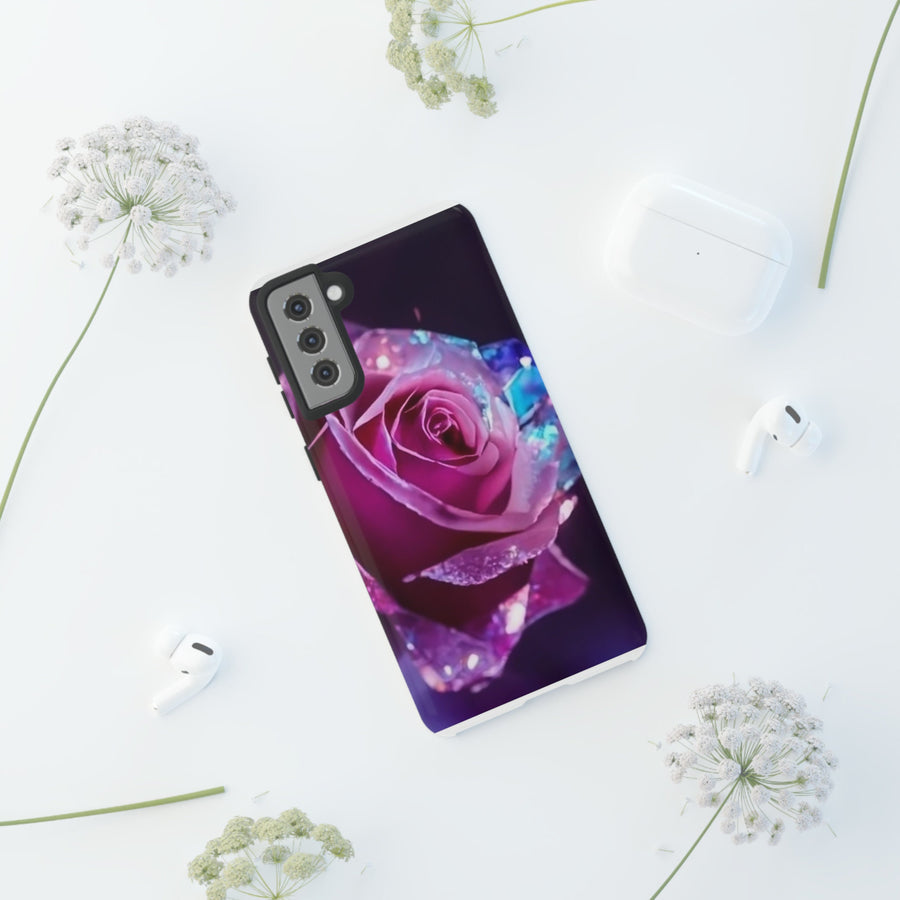 Tough Phone Cases- multi-color blue purple rose.