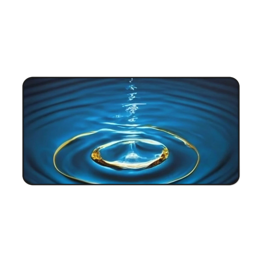 Desk Mat-Water Drop with Gold Rim Desk Mat.