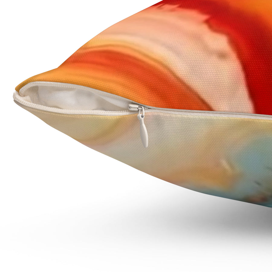 Spun Polyester Square Pillow- Multi Orange Vibrant hues
