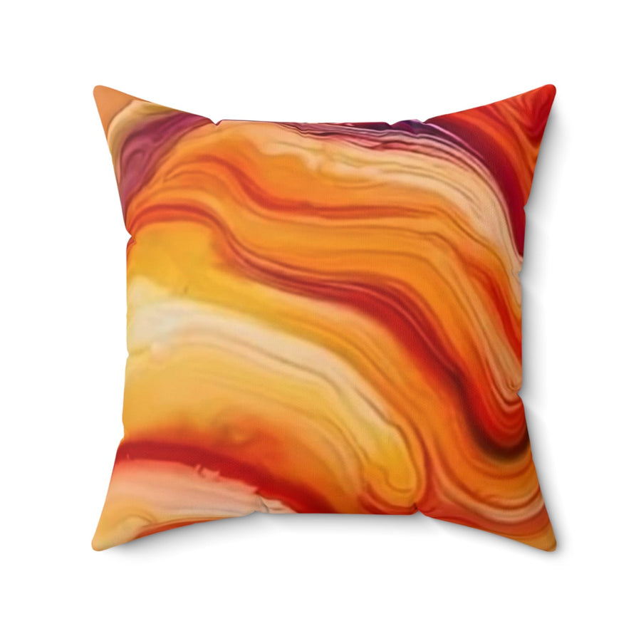 Spun Polyester Square Pillow- Multi Orange Vibrant hues