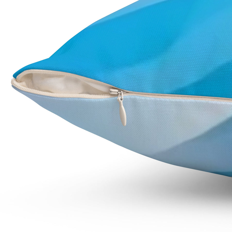 Spun Polyester Square Pillow-Light blue waves