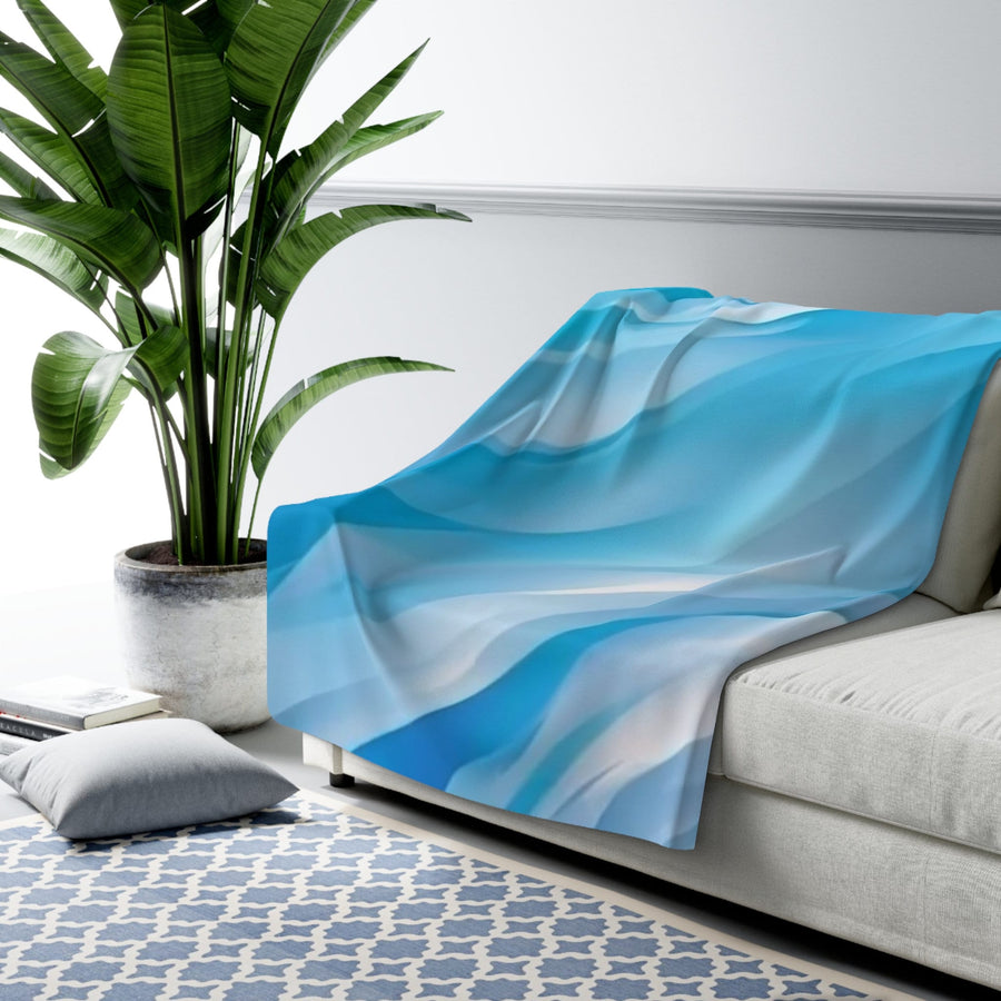 Sherpa Fleece Blanket-Calming Blues and whites