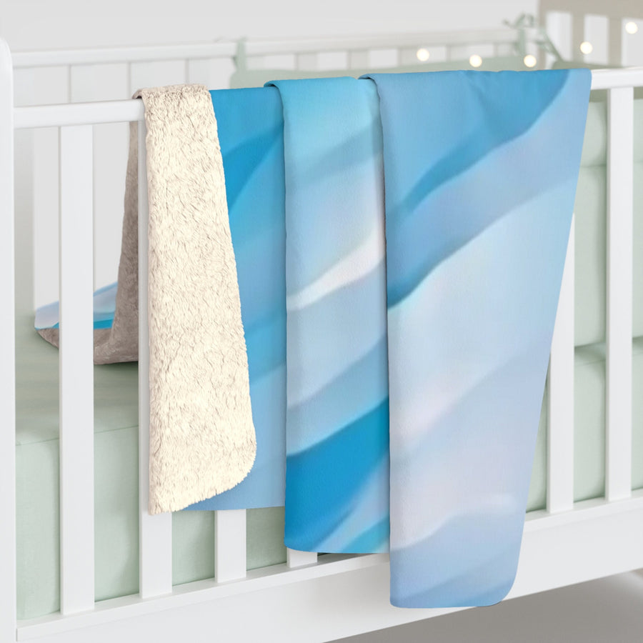 Sherpa Fleece Blanket-Calming Blues and whites