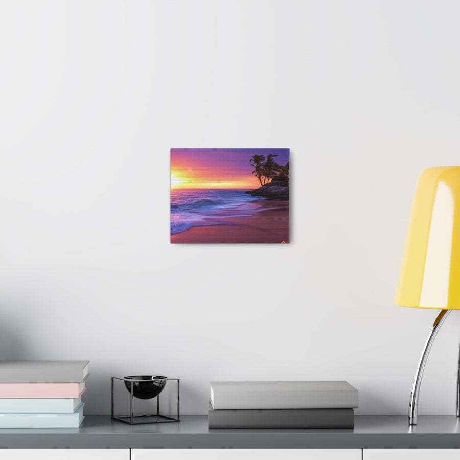 Canvas Gallery Wraps-Sunset Purple and Orange Hues on the Beach