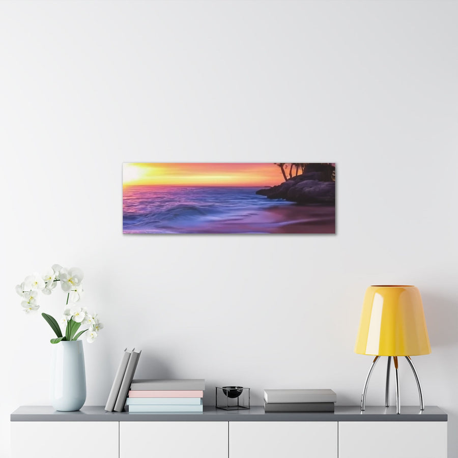 Canvas Gallery Wraps-Sunset Purple and Orange Hues on the Beach