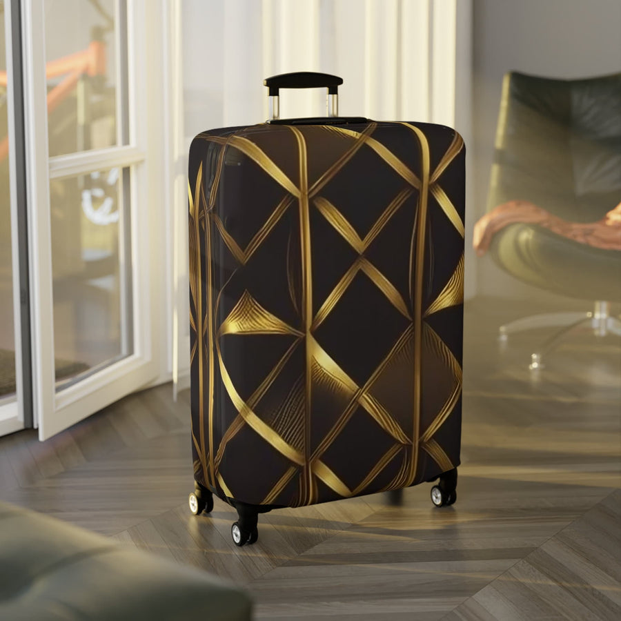 Luggage Cover-Gold and Black Colored Luggage Cover