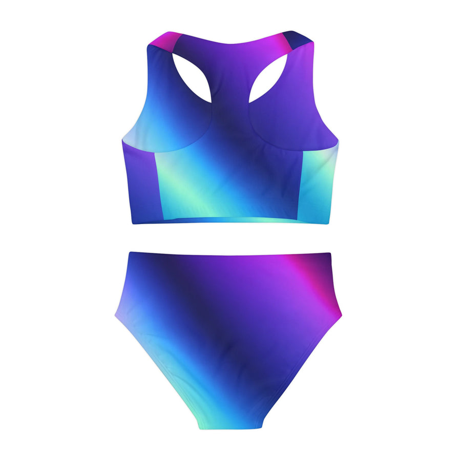 Girls Two Piece Swimsuit - Blue, Teal, and Purple gradient