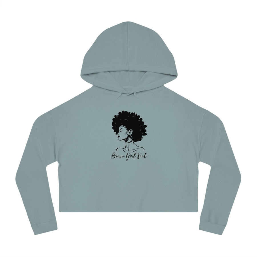Womens Cropped Hooded Sweatshirt-Brown Girl Soul