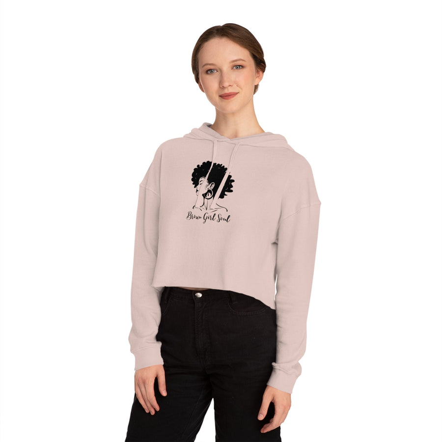 Womens Cropped Hooded Sweatshirt-Brown Girl Soul