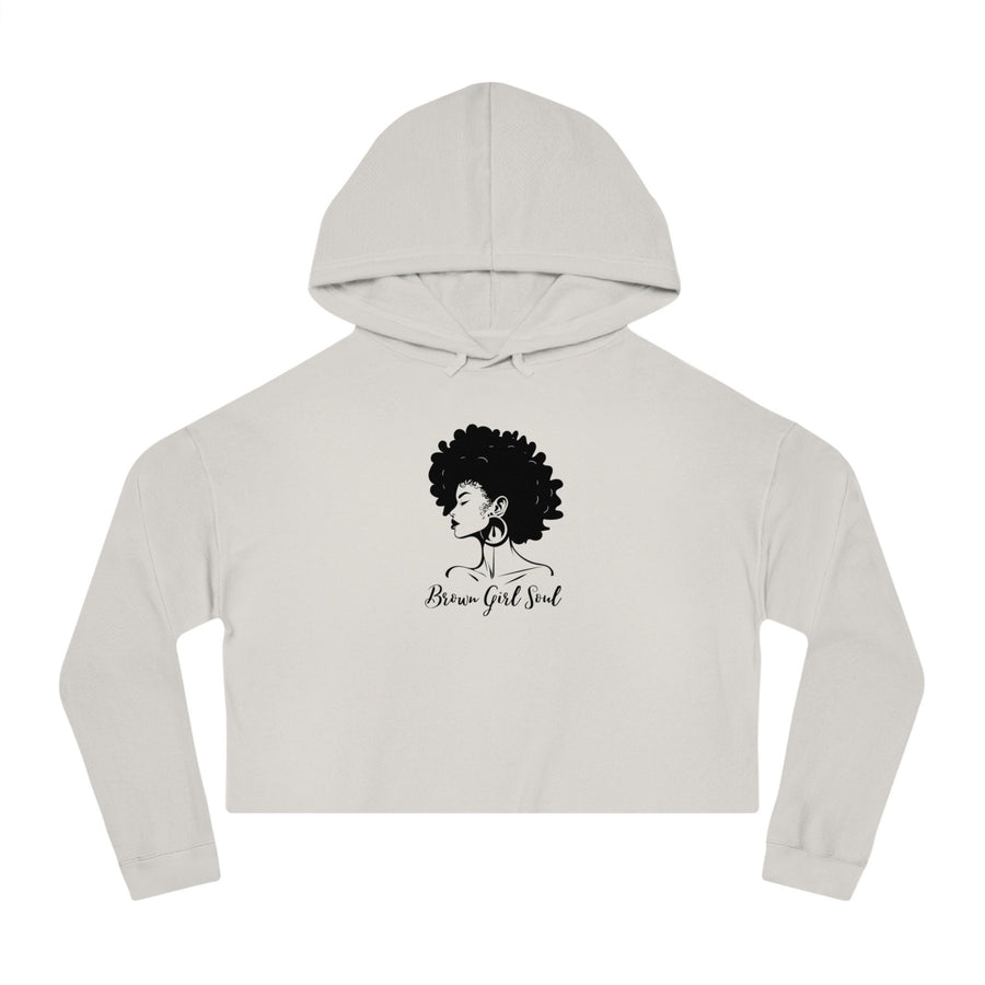 Womens Cropped Hooded Sweatshirt-Brown Girl Soul