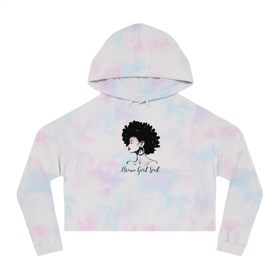 Womens Cropped Hooded Sweatshirt-Brown Girl Soul