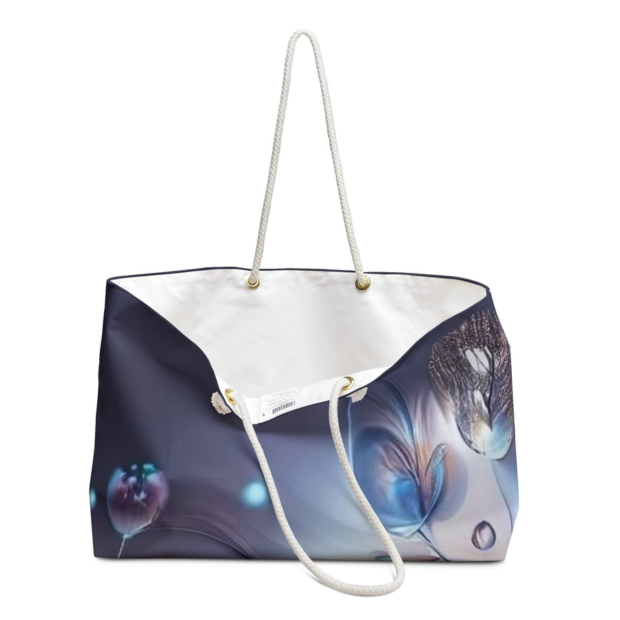 Weekender Overnight Bag- Blues and Greys flowers