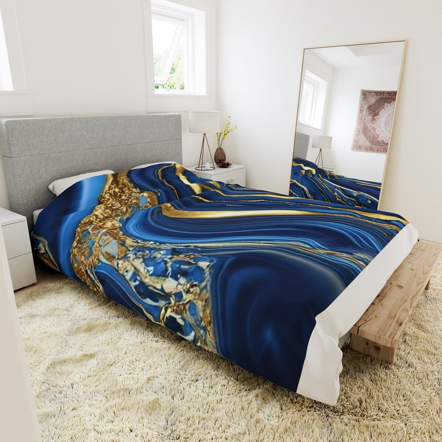 Duvet Cover-Blue and Gold