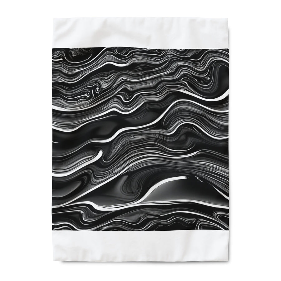 Duvet Cover-Black and White Waves