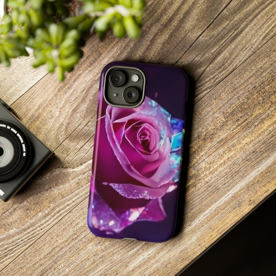Tough Phone Cases- multi-color blue purple rose.