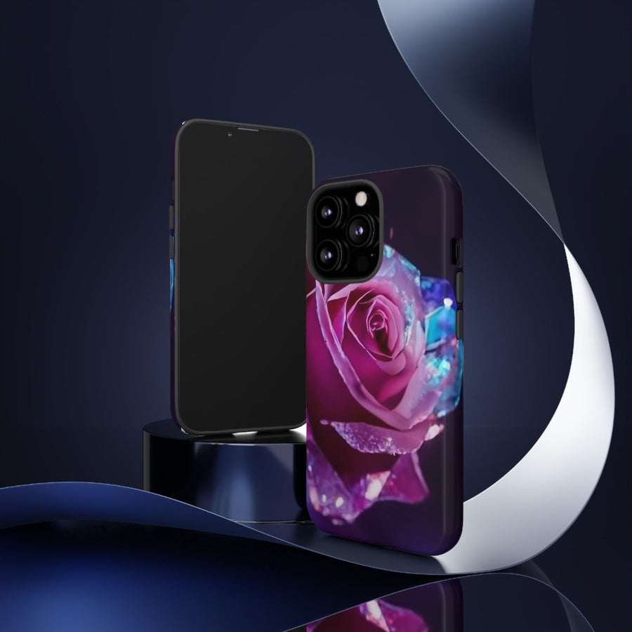 Tough Phone Cases- multi-color blue purple rose.