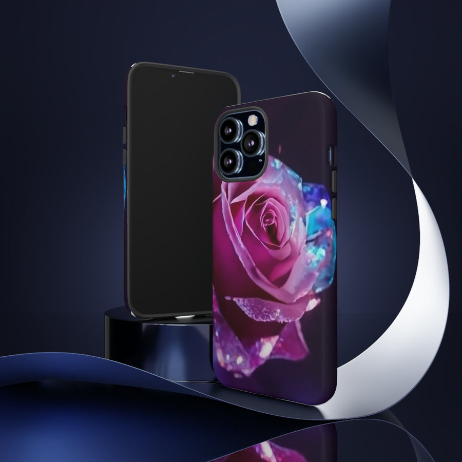 Tough Phone Cases- multi-color blue purple rose.
