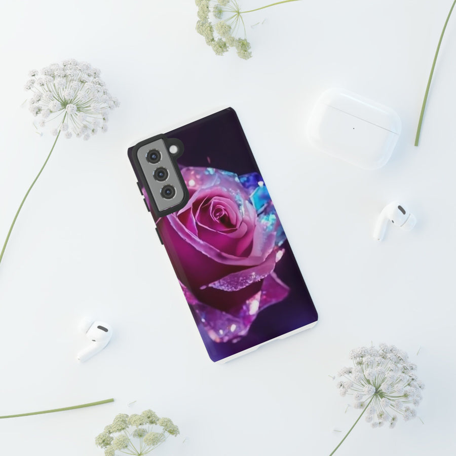 Tough Phone Cases- multi-color blue purple rose.