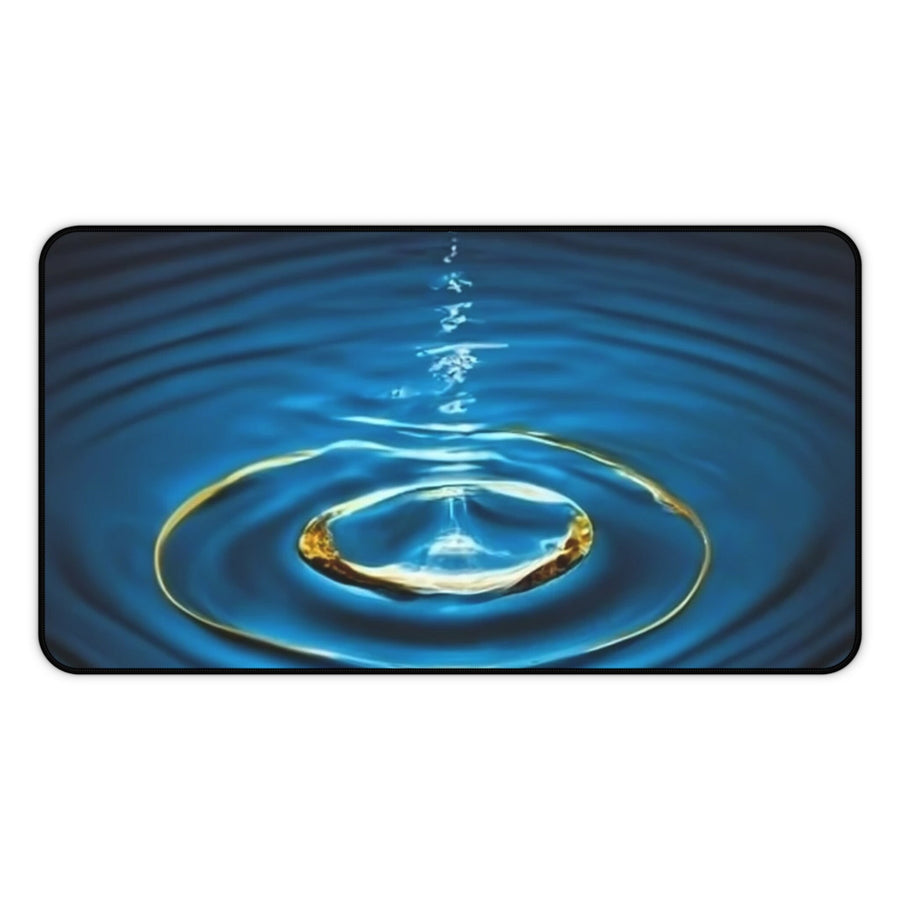 Desk Mat-Water Drop with Gold Rim Desk Mat.