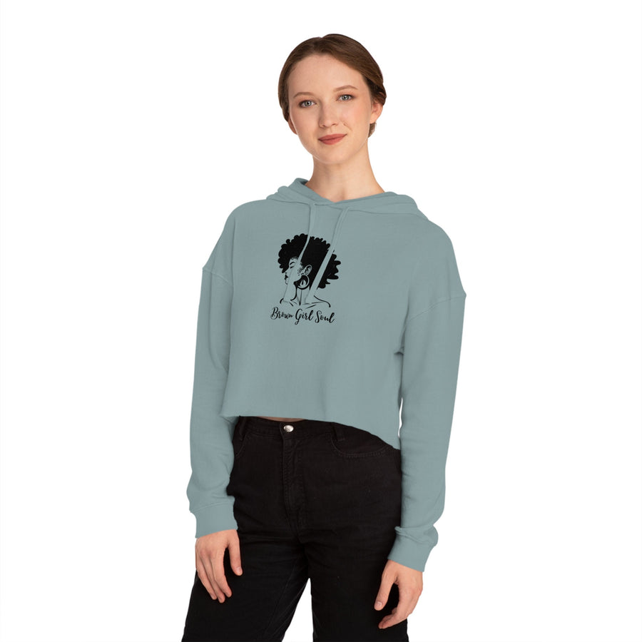 Womens Cropped Hooded Sweatshirt-Brown Girl Soul