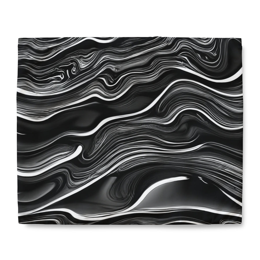 Duvet Cover-Black and White Waves