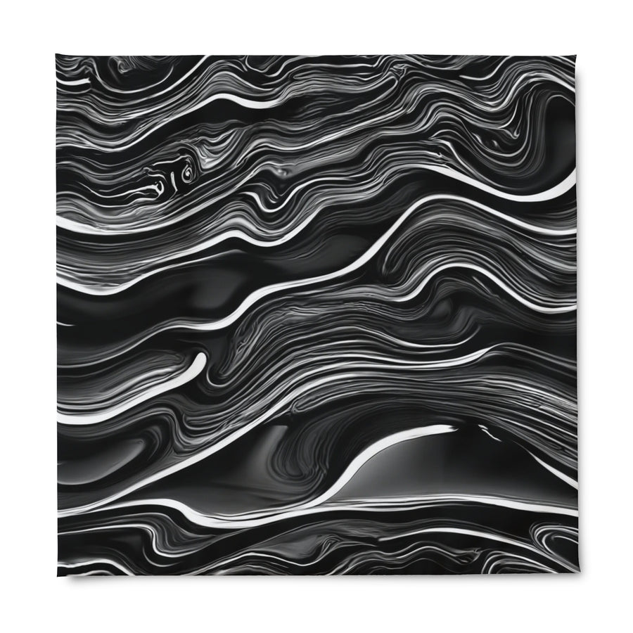 Duvet Cover-Black and White Waves