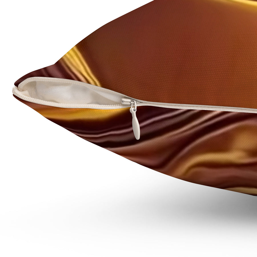 Spun Polyester Square Pillow-Gold n Brown