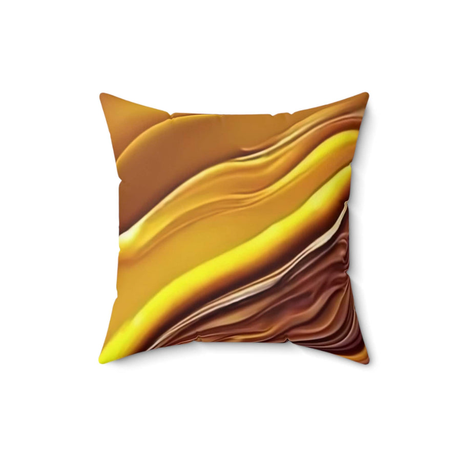 Spun Polyester Square Pillow-Gold n Brown