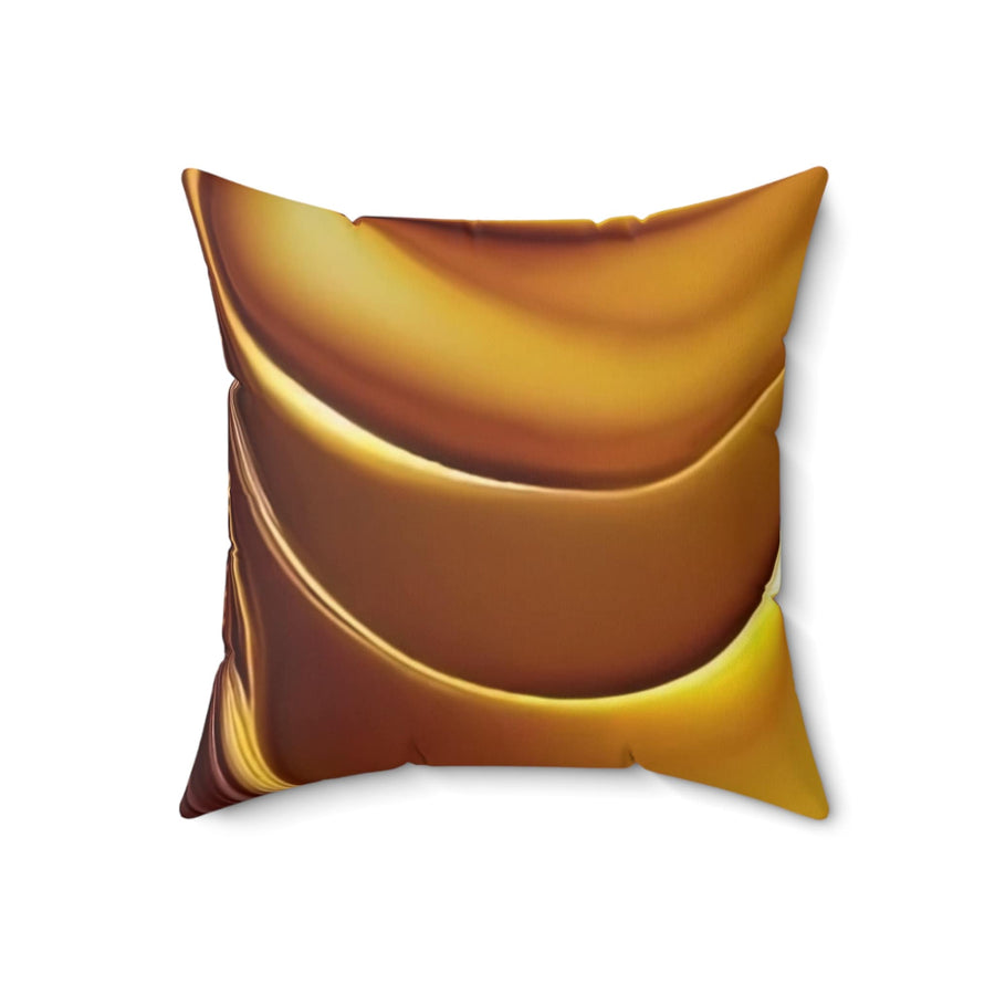 Spun Polyester Square Pillow-Gold n Brown