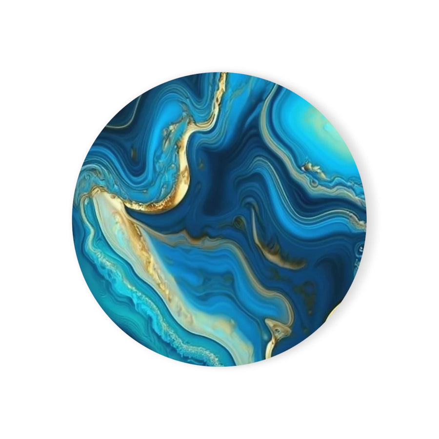 Cork Back Coaster- Blue and gold marble