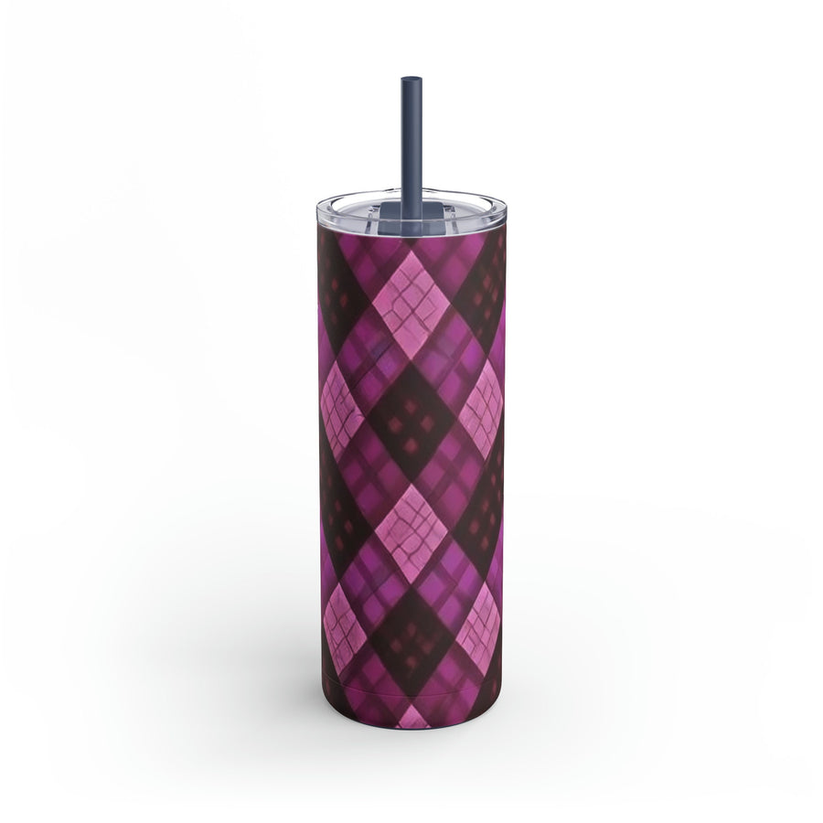 Maars Maker Skinny Matte Tumbler, 20oz-Argyle Pinks hues