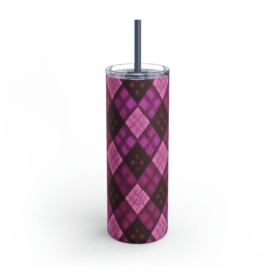 Maars Maker Skinny Matte Tumbler, 20oz-Argyle Pinks hues