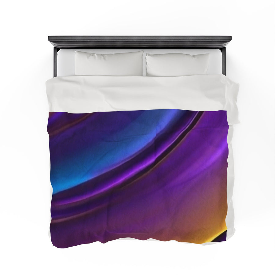 Velveteen Plush Blanket -Rainbow purple, gold, teal, black, hints of red