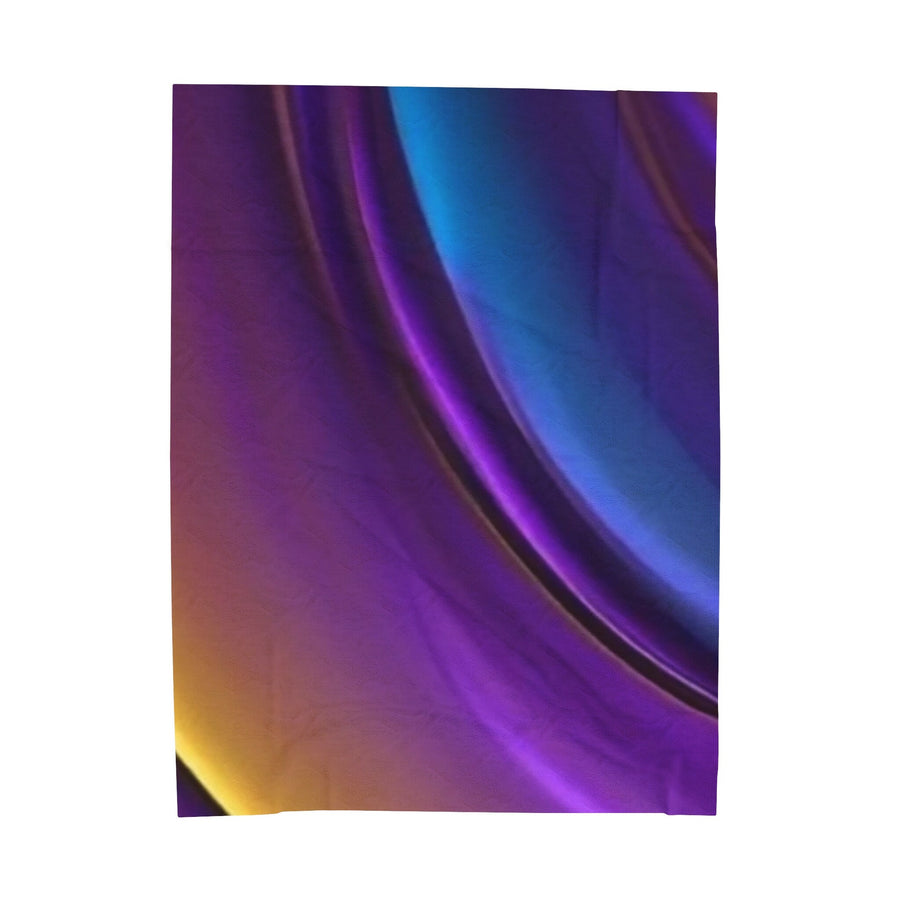 Velveteen Plush Blanket -Rainbow purple, gold, teal, black, hints of red