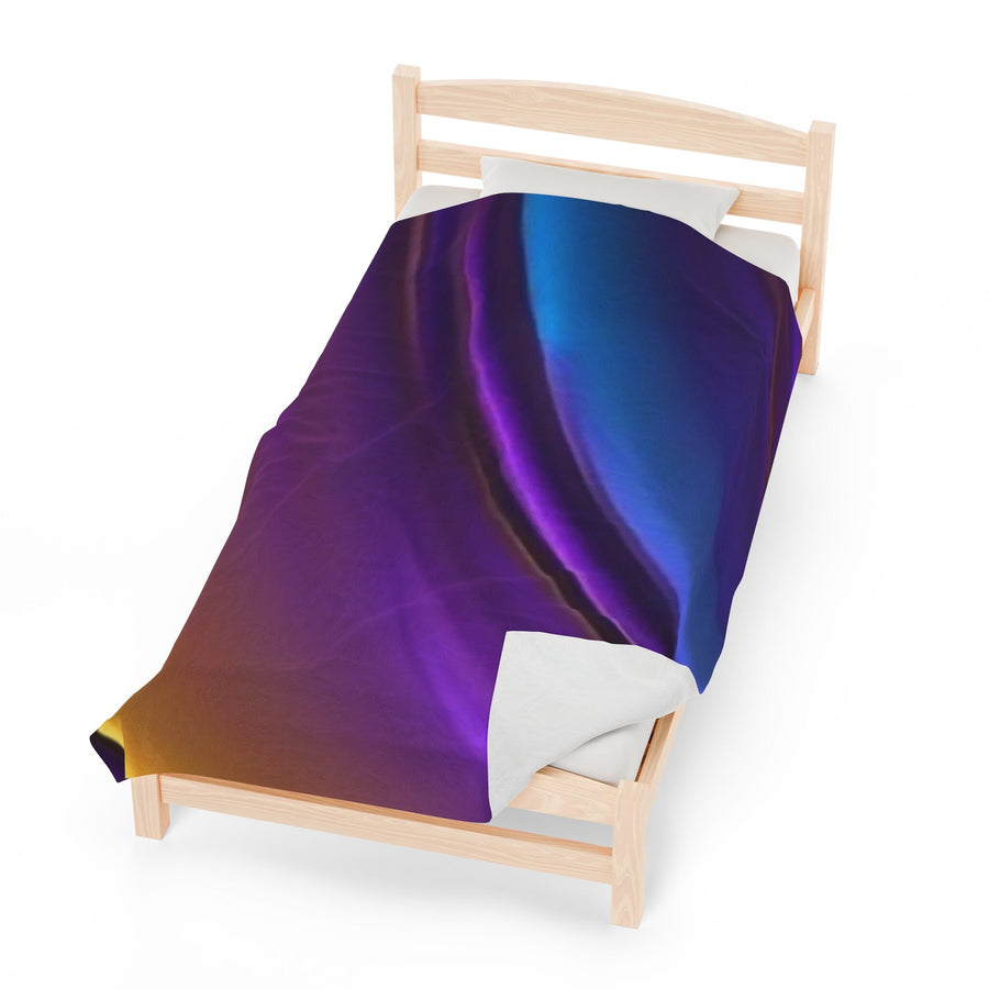 Velveteen Plush Blanket -Rainbow purple, gold, teal, black, hints of red