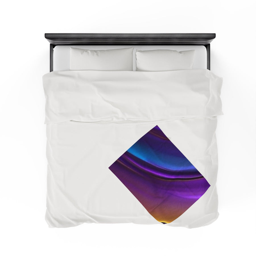Velveteen Plush Blanket -Rainbow purple, gold, teal, black, hints of red