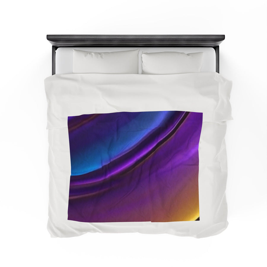 Velveteen Plush Blanket -Rainbow purple, gold, teal, black, hints of red