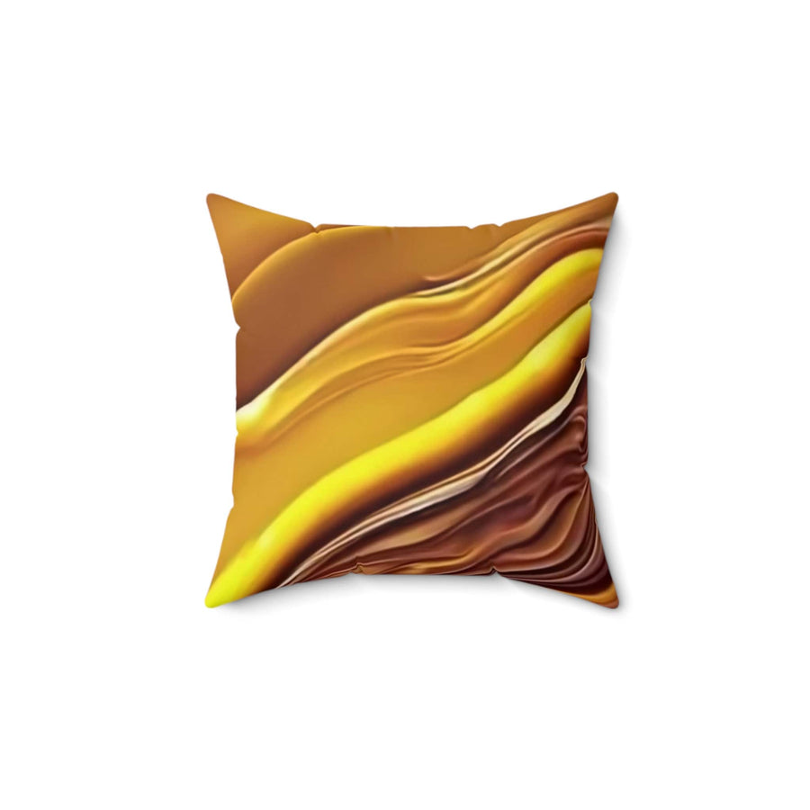 Spun Polyester Square Pillow-Gold n Brown