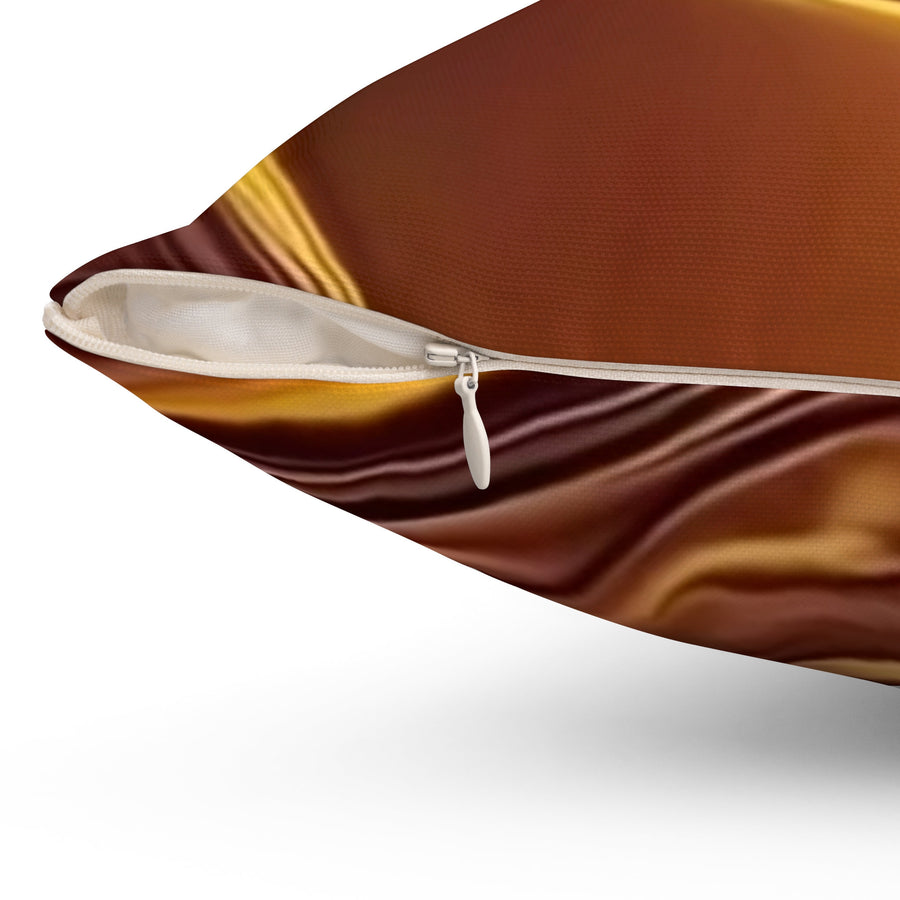 Spun Polyester Square Pillow-Gold n Brown