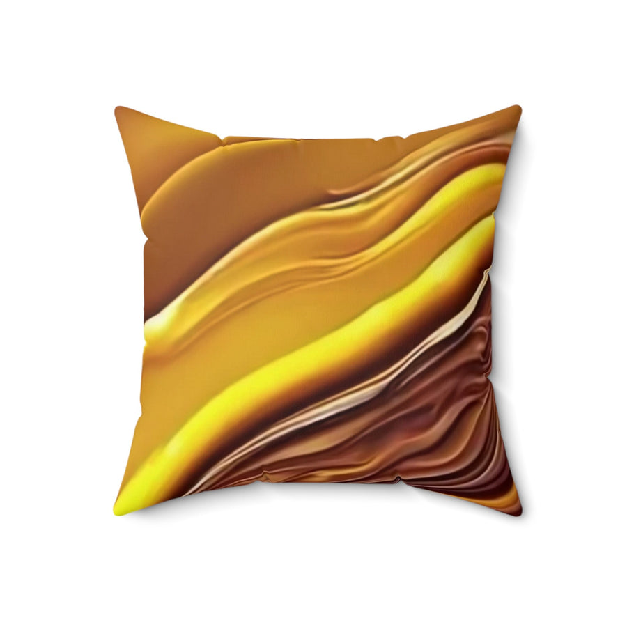 Spun Polyester Square Pillow-Gold n Brown